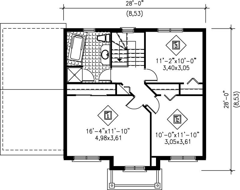 Floor Plan Second Story of Multi-Level Plan #157-1559