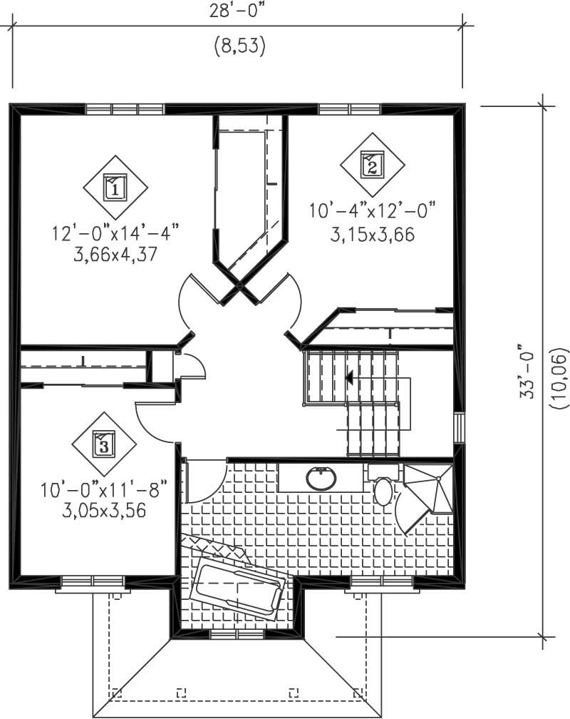 Floor Plan Second Story of Ranch Plan #157-1560