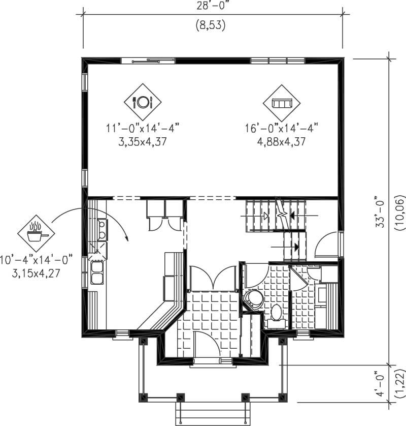 Floor Plan First Story of Ranch Plan #157-1560