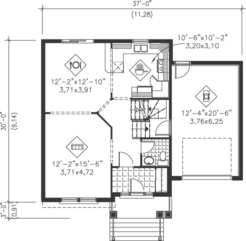 Floor Plan First Story of Ranch Plan #157-1561