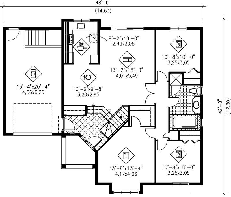Floor Plan First Story of Small House Plans #157-1562