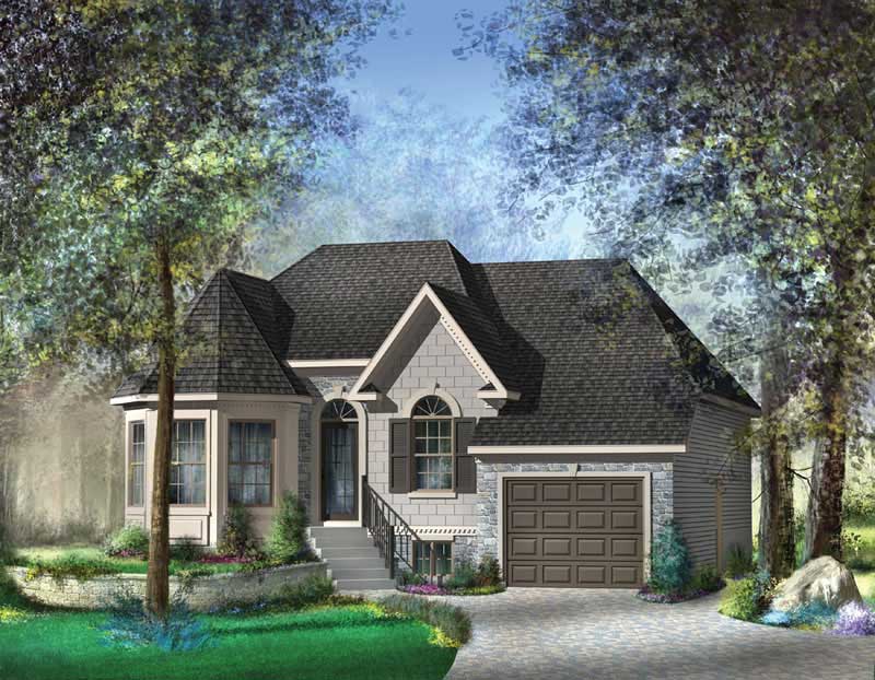 Front elevation of European home (ThePlanCollection: House Plan #157-1566)