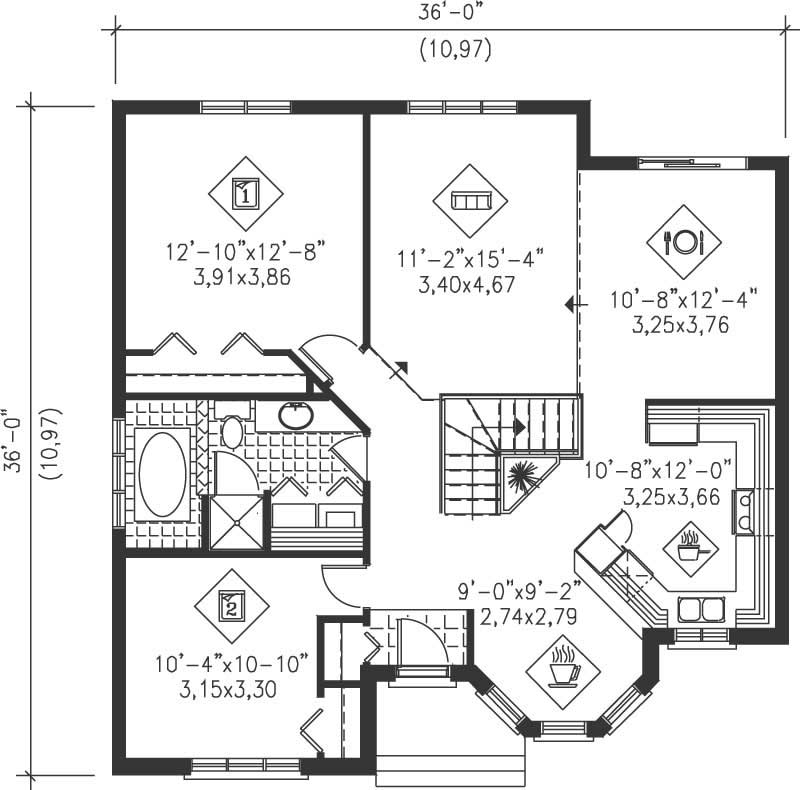 Floor Plan First Story of Ranch Plan #157-1569