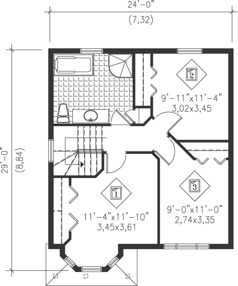 Floor Plan Second Story of Small House Plans #157-1570