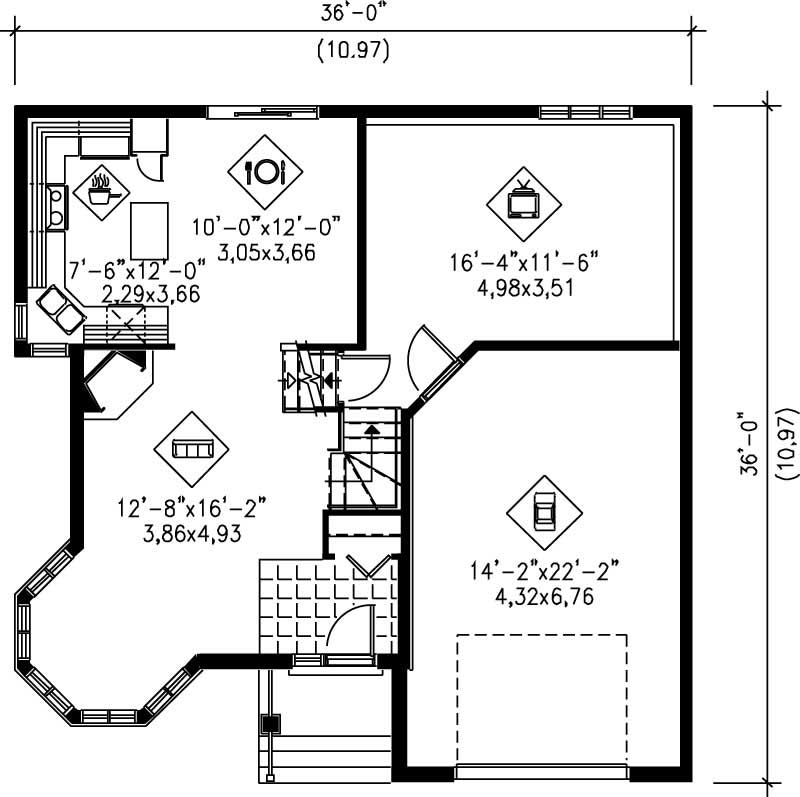 Floor Plan First Story of French Plan #157-1571