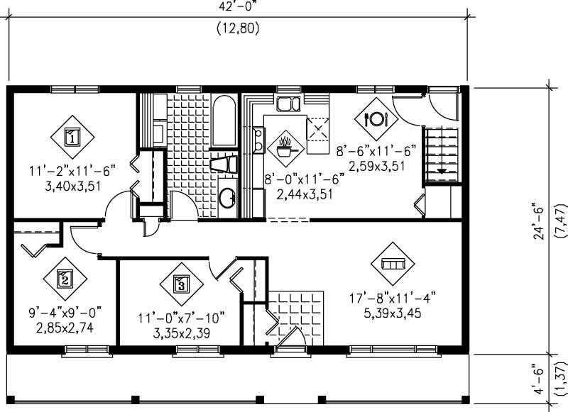 Floor Plan First Story of Country Plan #157-1572