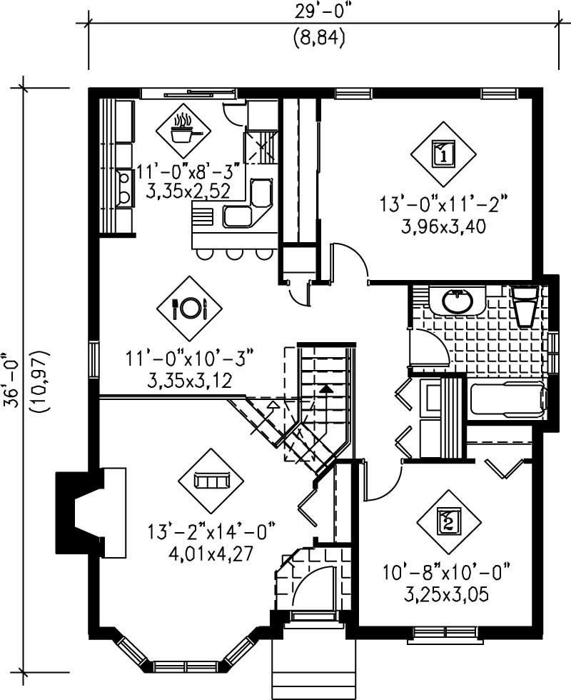 Floor Plan First Story of Craftsman Plan #157-1575