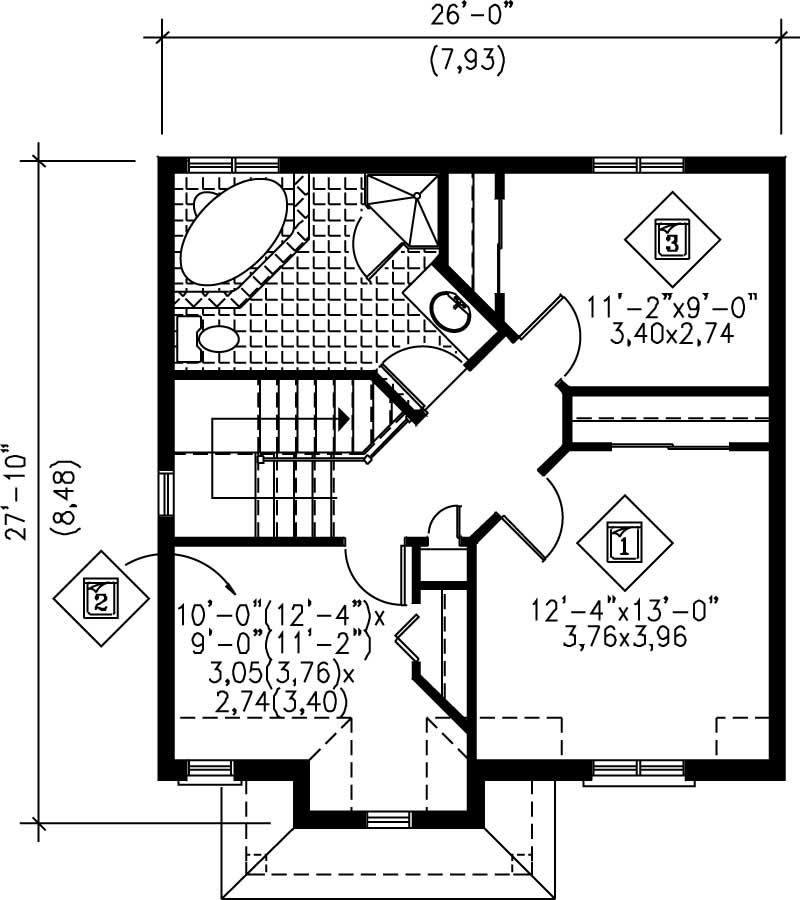 Floor Plan Second Story of Ranch Plan #157-1577