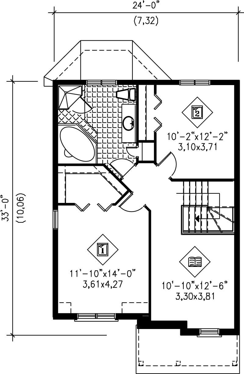Floor Plan Second Story of Ranch Plan #157-1580