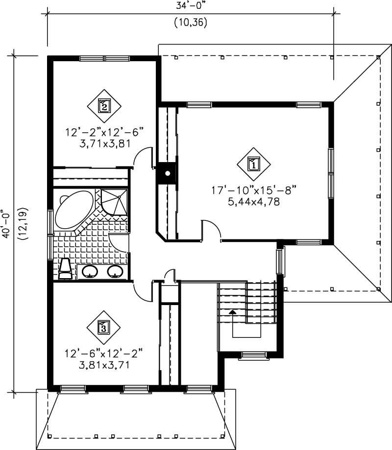 Floor Plan Second Story of Plan #157-1586