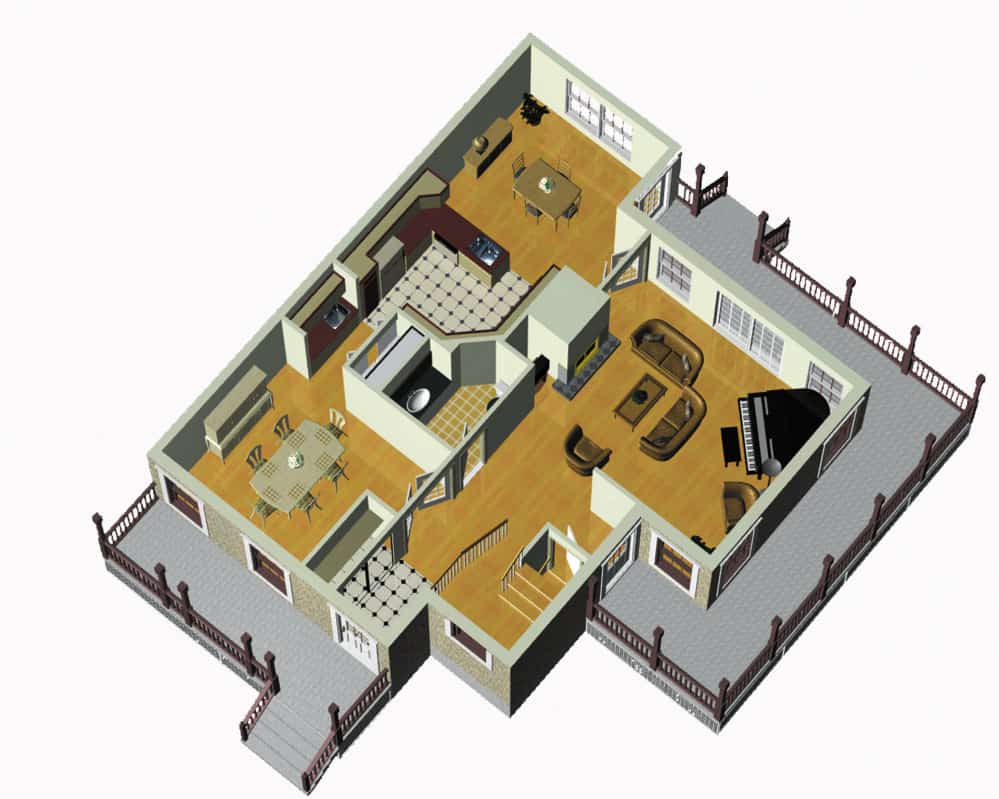 3D Floor Plan of this 3-Bedroom, 2228 Sq Ft Plan - 157-1586