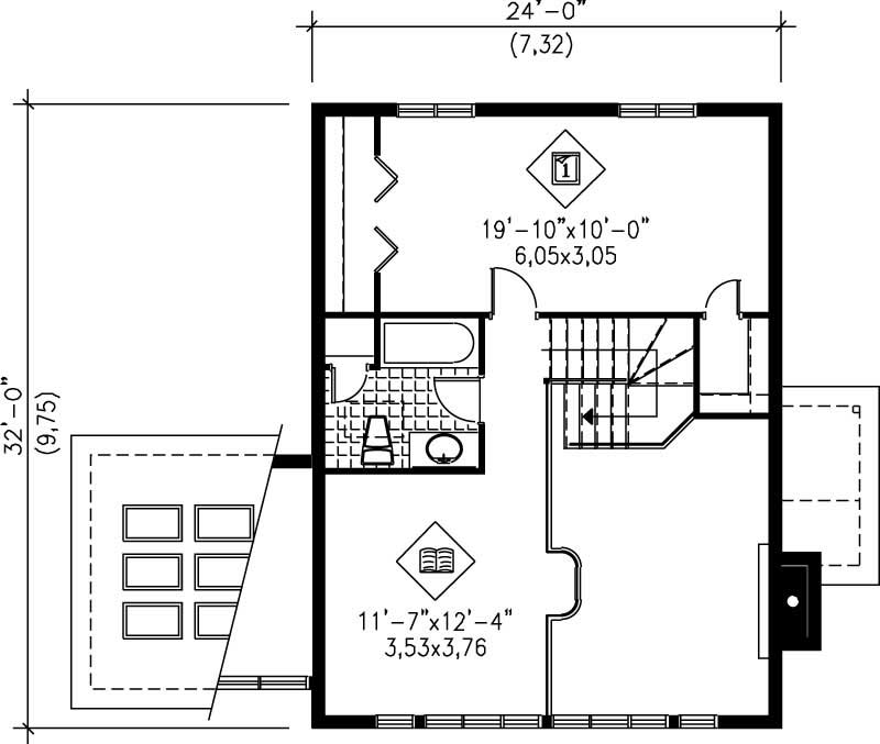 Floor Plan Second Story of Ranch Plan #157-1599