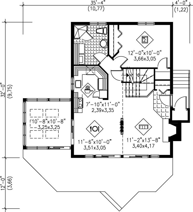 Floor Plan First Story of Ranch Plan #157-1599
