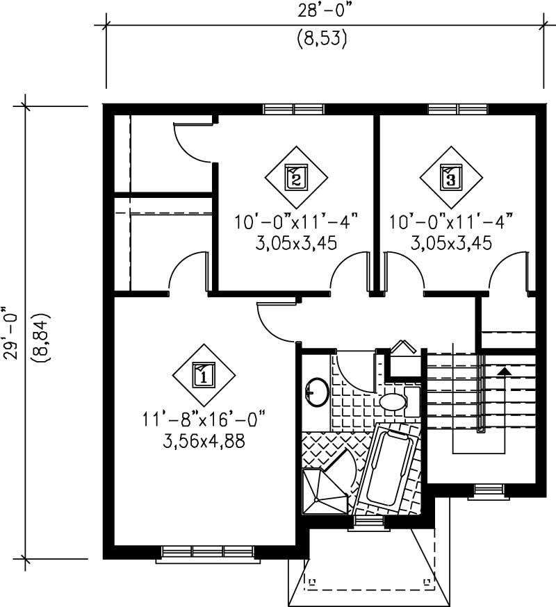 Floor Plan Second Story of Ranch Plan #157-1600