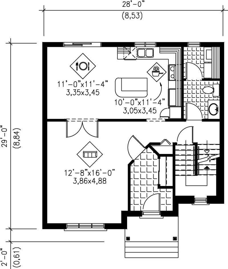 Floor Plan First Story of Ranch Plan #157-1600