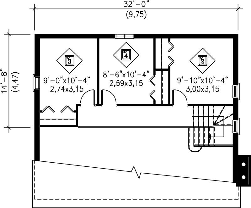 Floor Plan Second Story of Log Cabin Plan #157-1601