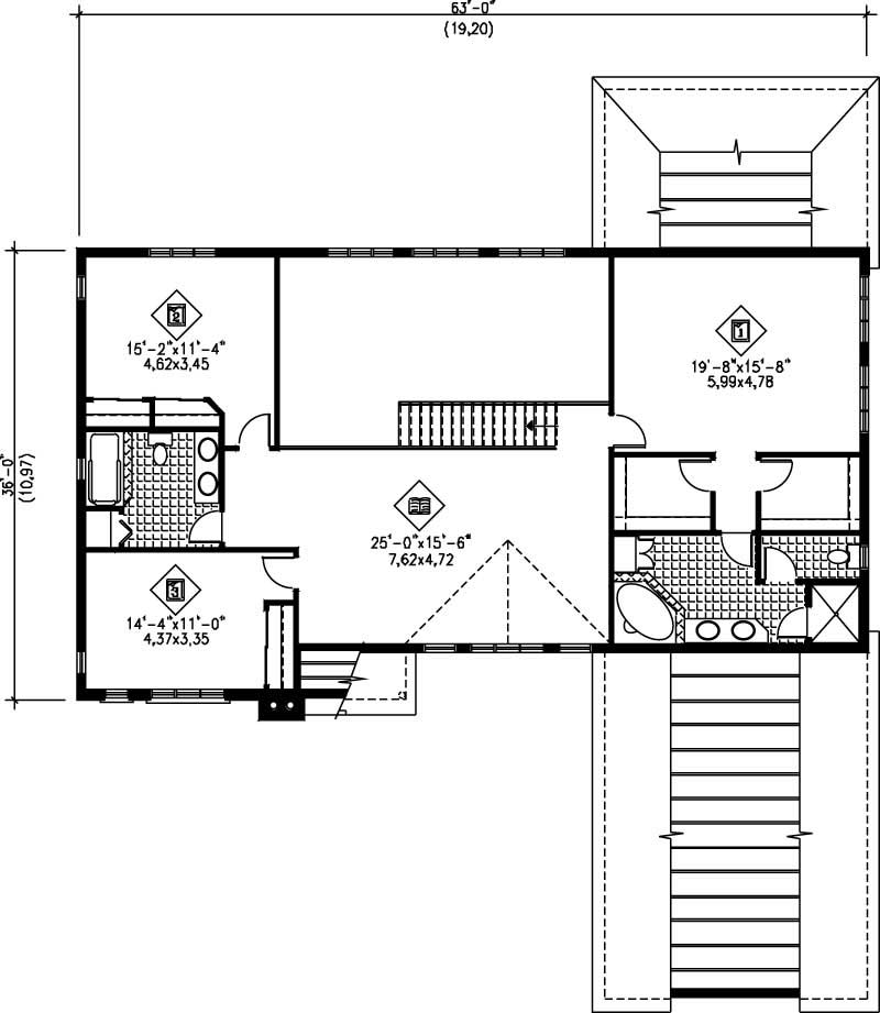 Floor Plan Second Story of Luxury Plan #157-1607