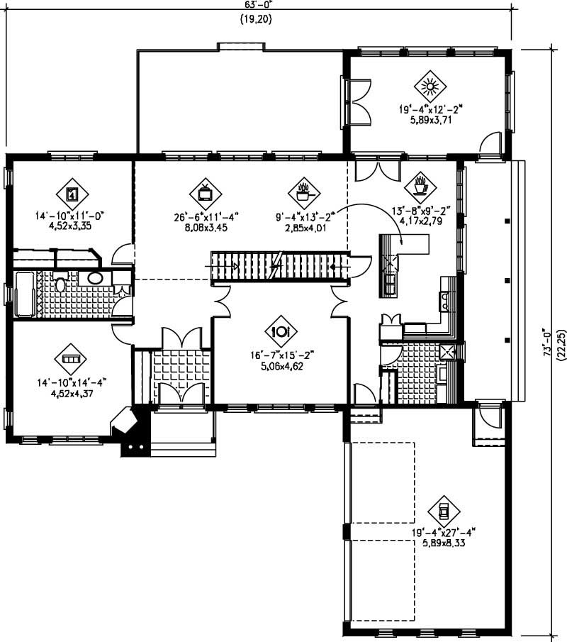 Floor Plan First Story of Luxury Plan #157-1607