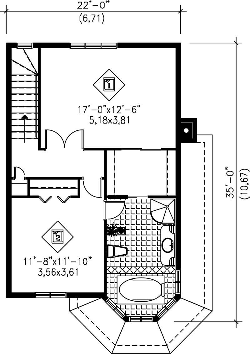 Floor Plan Second Story of Small House Plans #157-1608