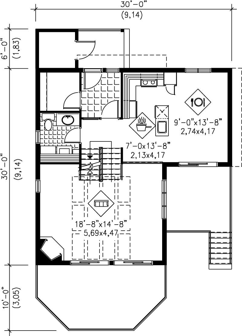 Floor Plan First Story of Contemporary Plan #157-1609