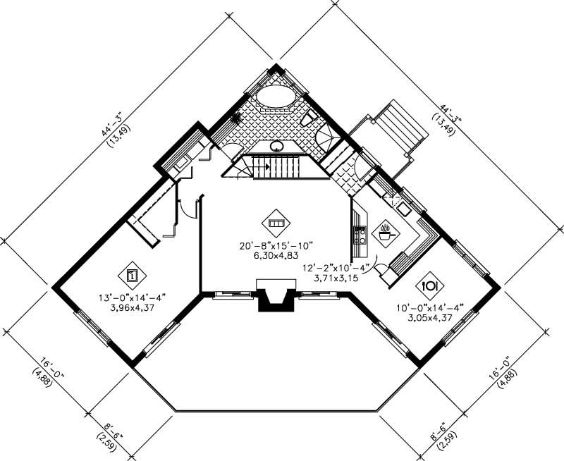 Floor Plan First Story of Country Plan #157-1611