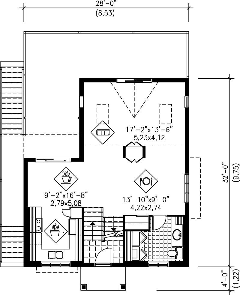 Floor Plan First Story of Country Plan #157-1612