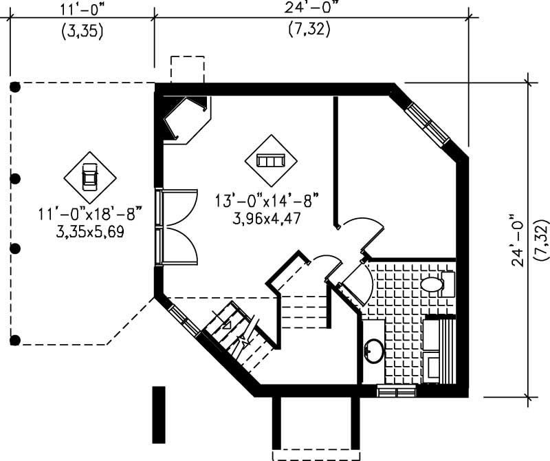 Floor Plan Basement of Country Plan #157-1614