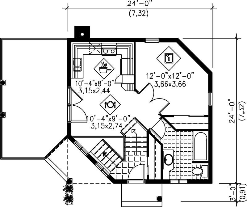 Floor Plan First Story of Country Plan #157-1614