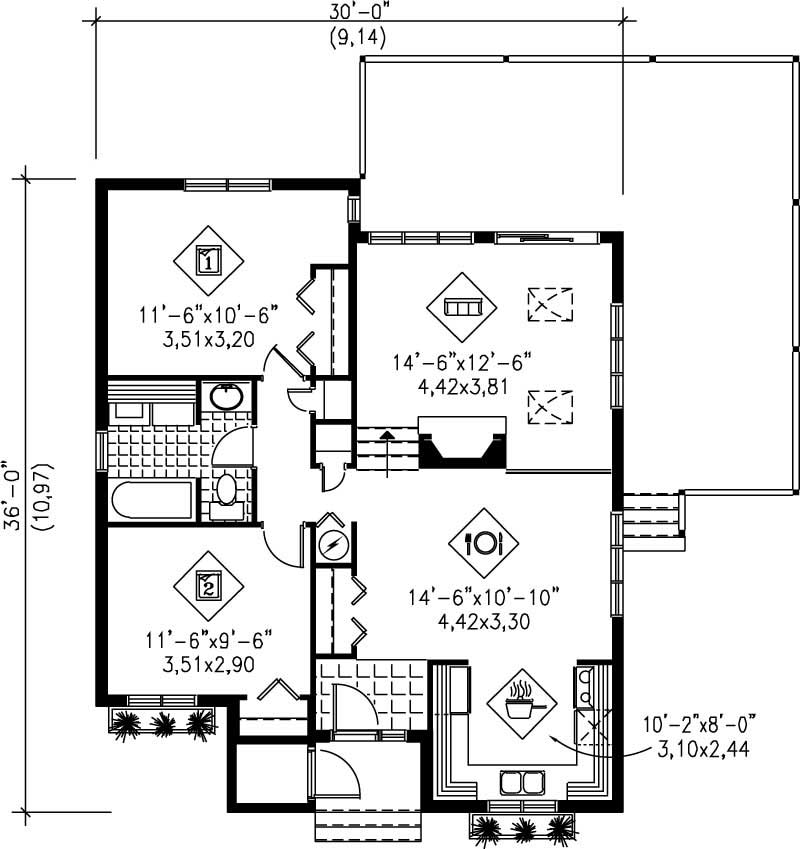 Floor Plan First Story of Country Plan #157-1615