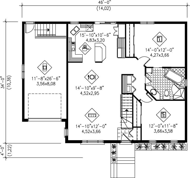 Floor Plan First Story of Country Plan #157-1616
