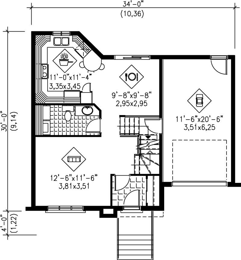 Floor Plan First Story of Craftsman Plan #157-1617