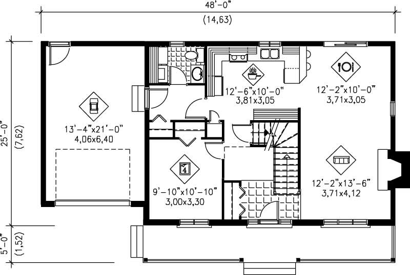 Floor Plan First Story of Cape Cod Plan #157-1618