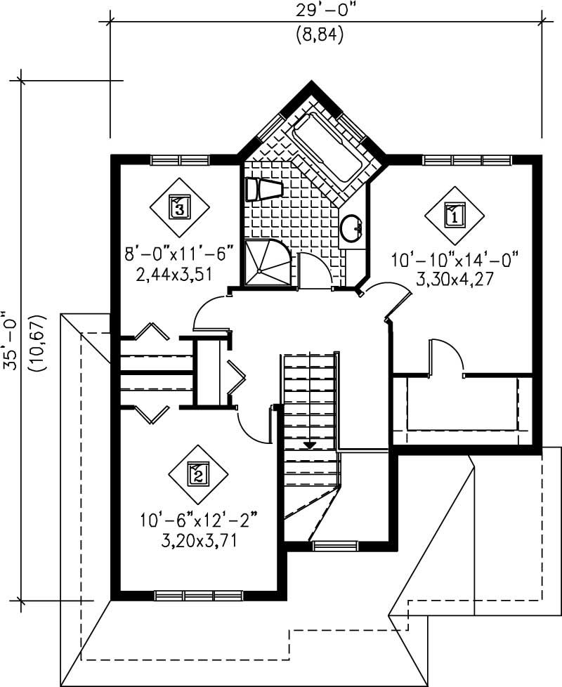 Floor Plan Second Story of Craftsman Plan #157-1622