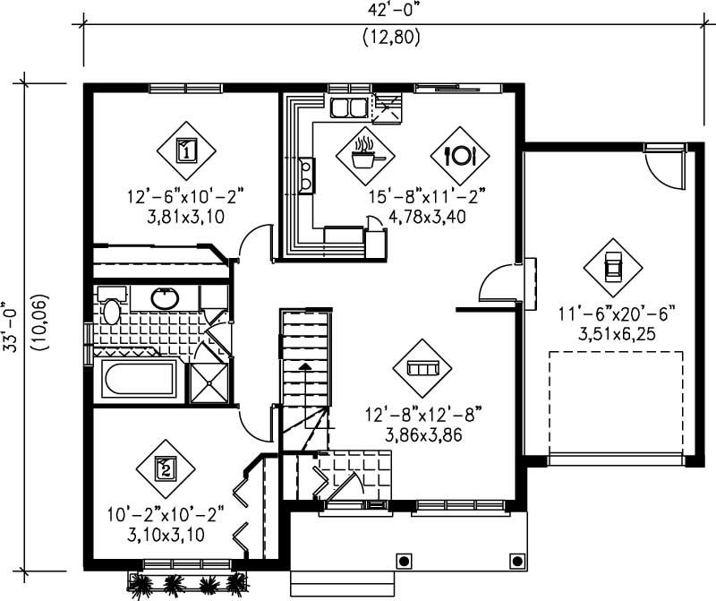 Floor Plan First Story of Colonial Plan #157-1623