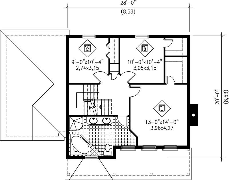 Floor Plan Second Story of Country Plan #157-1626
