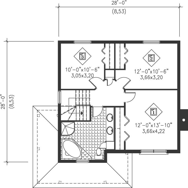 Floor Plan Second Story of Ranch Plan #157-1627