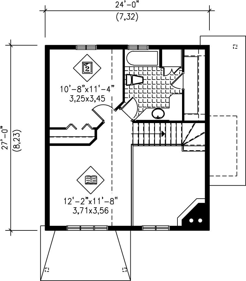 Floor Plan Second Story of Country Plan #157-1628