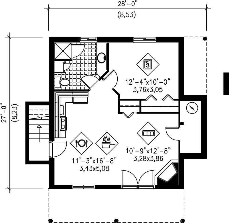 Floor Plan Basement of Country Plan #157-1628