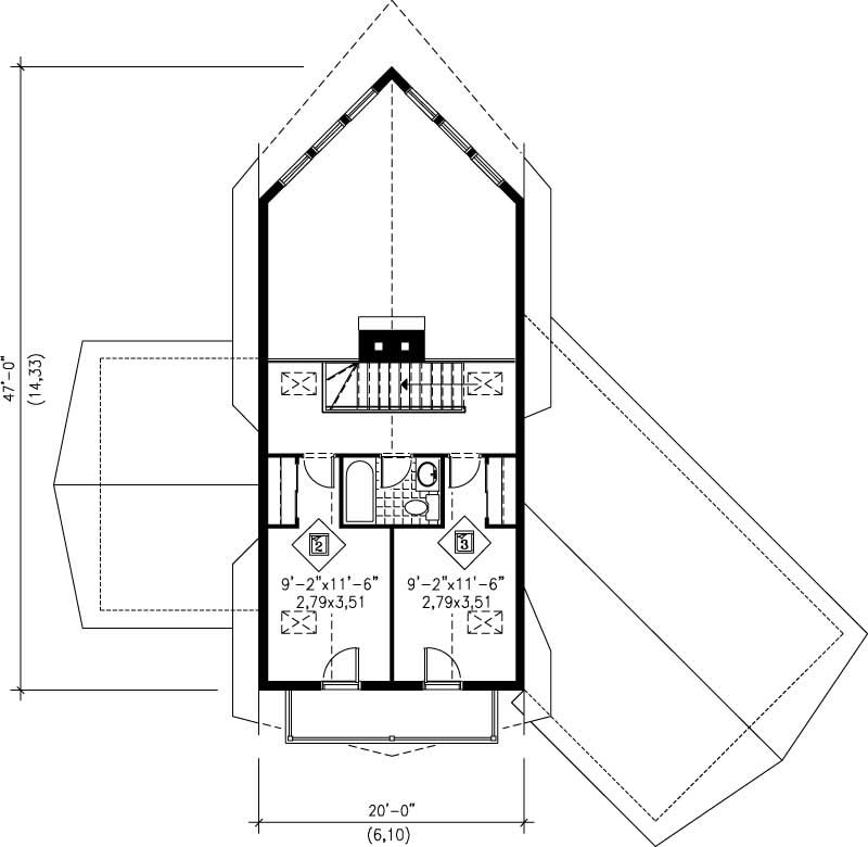 Floor Plan Second Story of Country Plan #157-1630