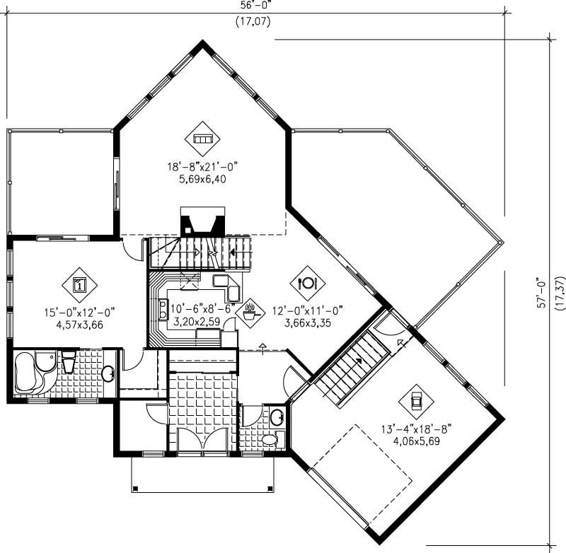 Floor Plan First Story of Country Plan #157-1630