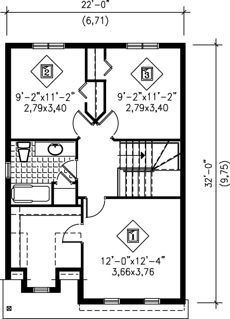 Floor Plan Second Story of Ranch Plan #157-1631