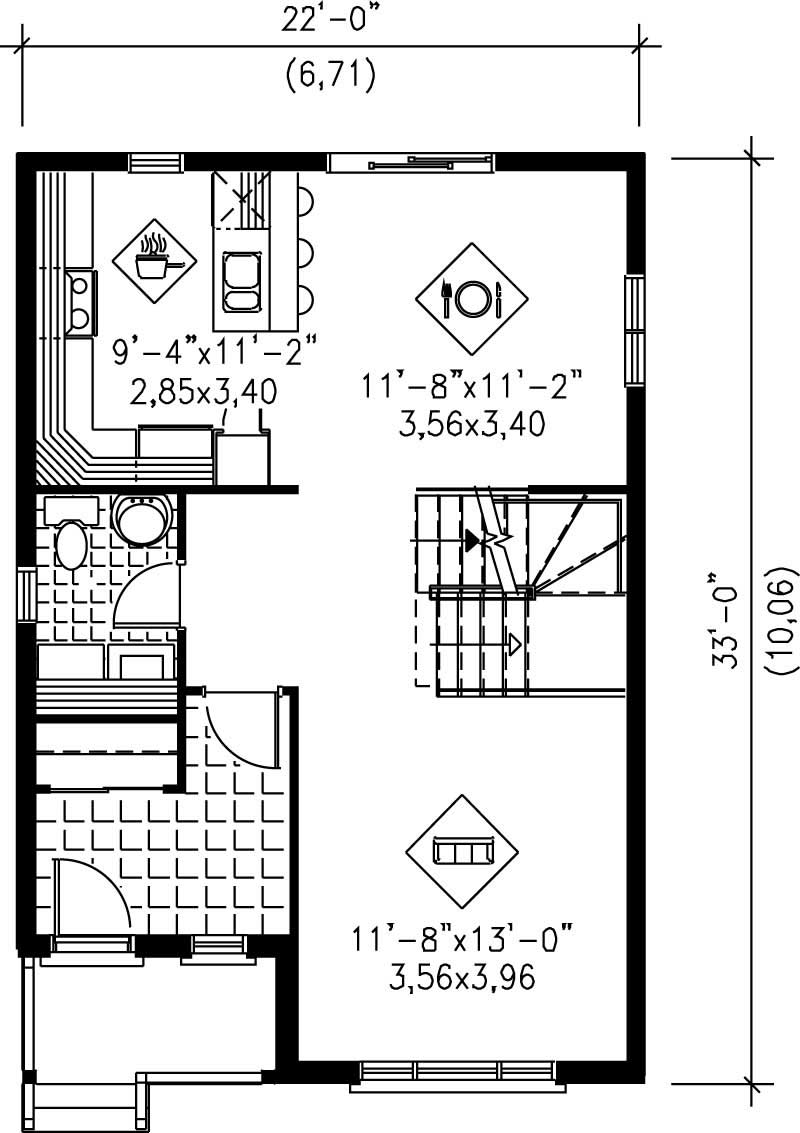 Floor Plan First Story of Ranch Plan #157-1631