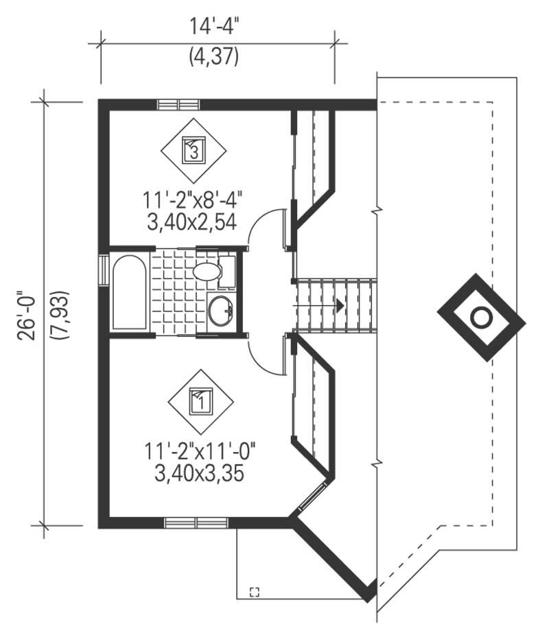 Floor Plan Second Story of Country Plan #157-1636