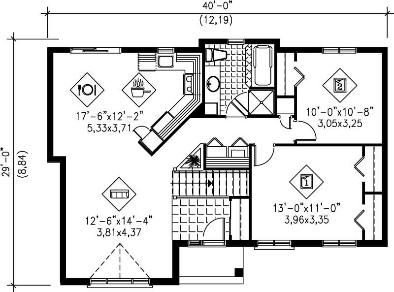 Floor Plan First Story of Small House Plans #157-1643
