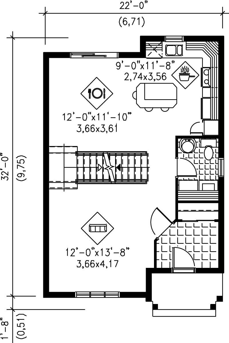 Floor Plan First Story of Small House Plans #157-1644