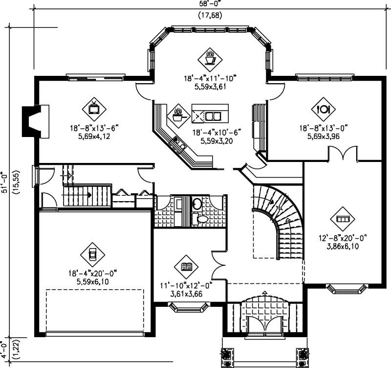 Floor Plan First Story of Luxury Plan #157-1645