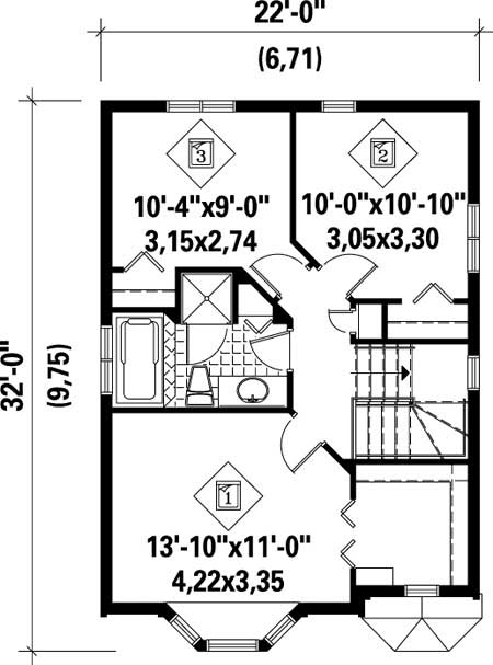 Floor Plan Second Story of Craftsman Plan #157-1646