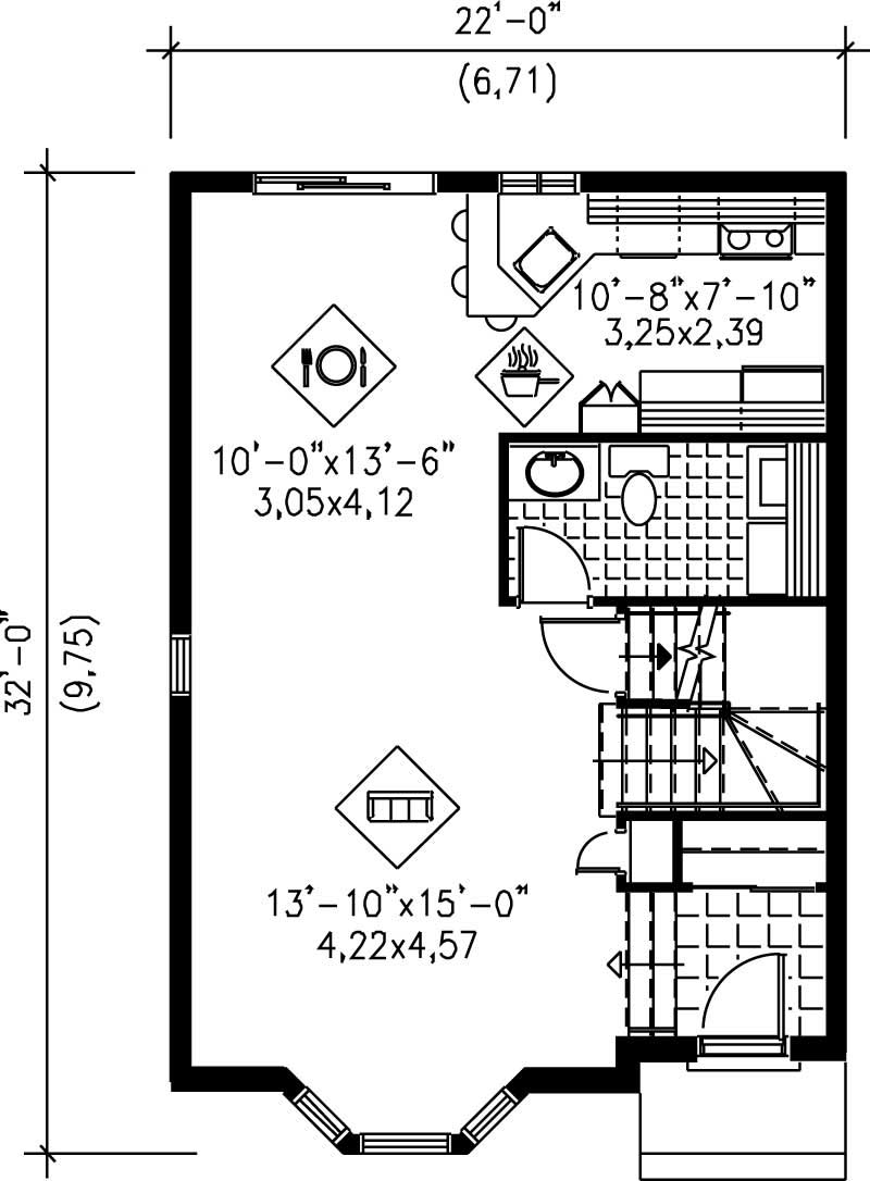 Floor Plan First Story of Craftsman Plan #157-1646