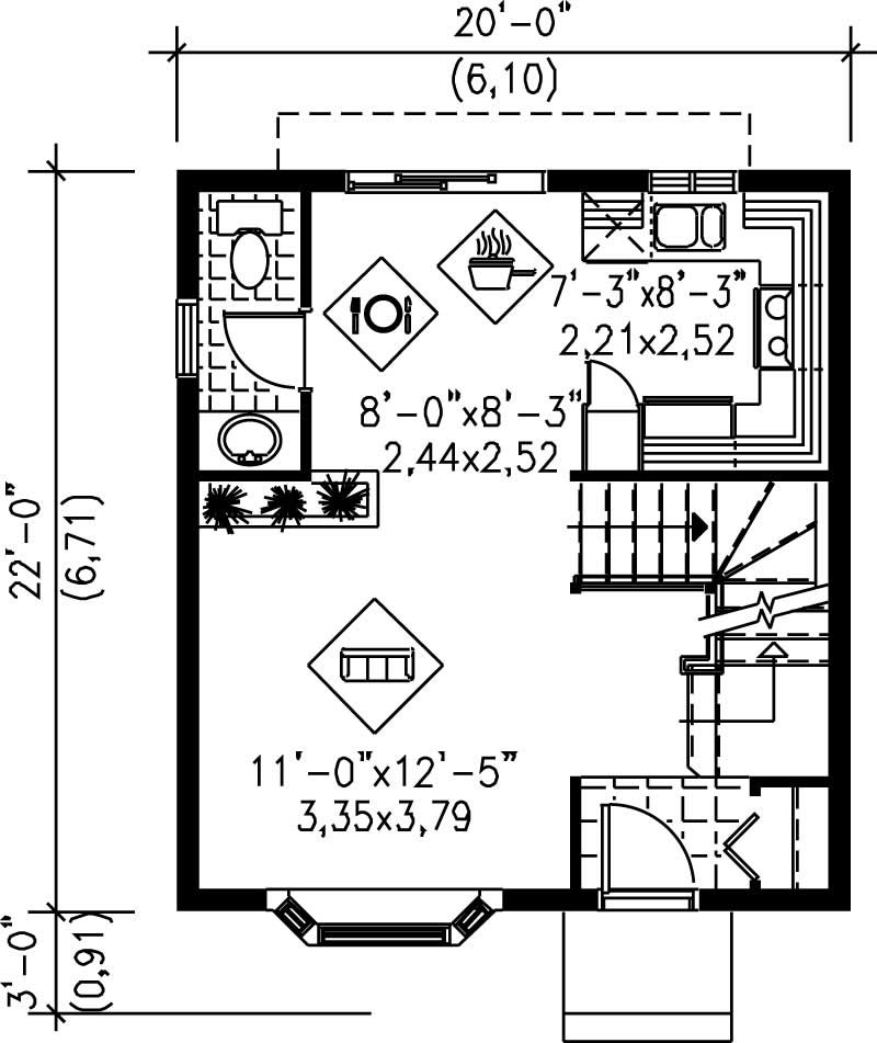 Floor Plan First Story of Small House Plans #157-1647