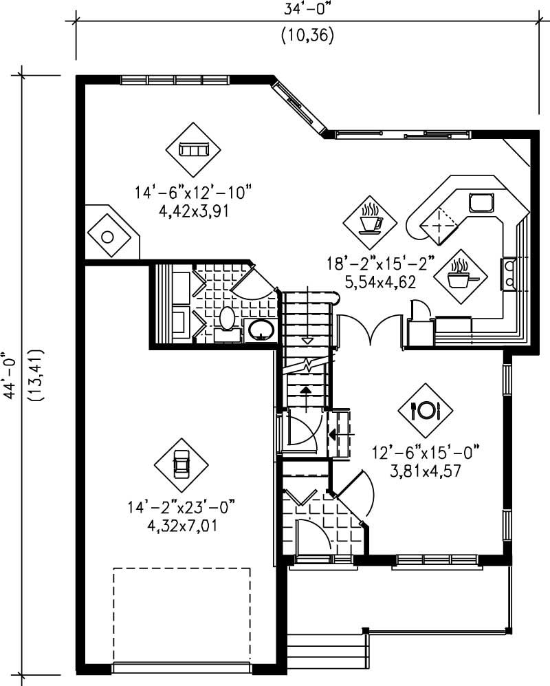 Floor Plan First Story of Country Plan #157-1650